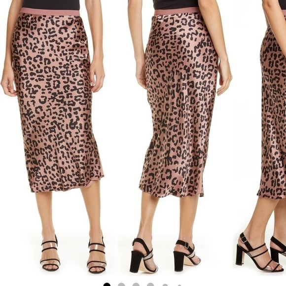 Cami NYC The Jessica Black & Pink Silk Skirt in Graphic Leopard Size Medium - Picture 1 of 14